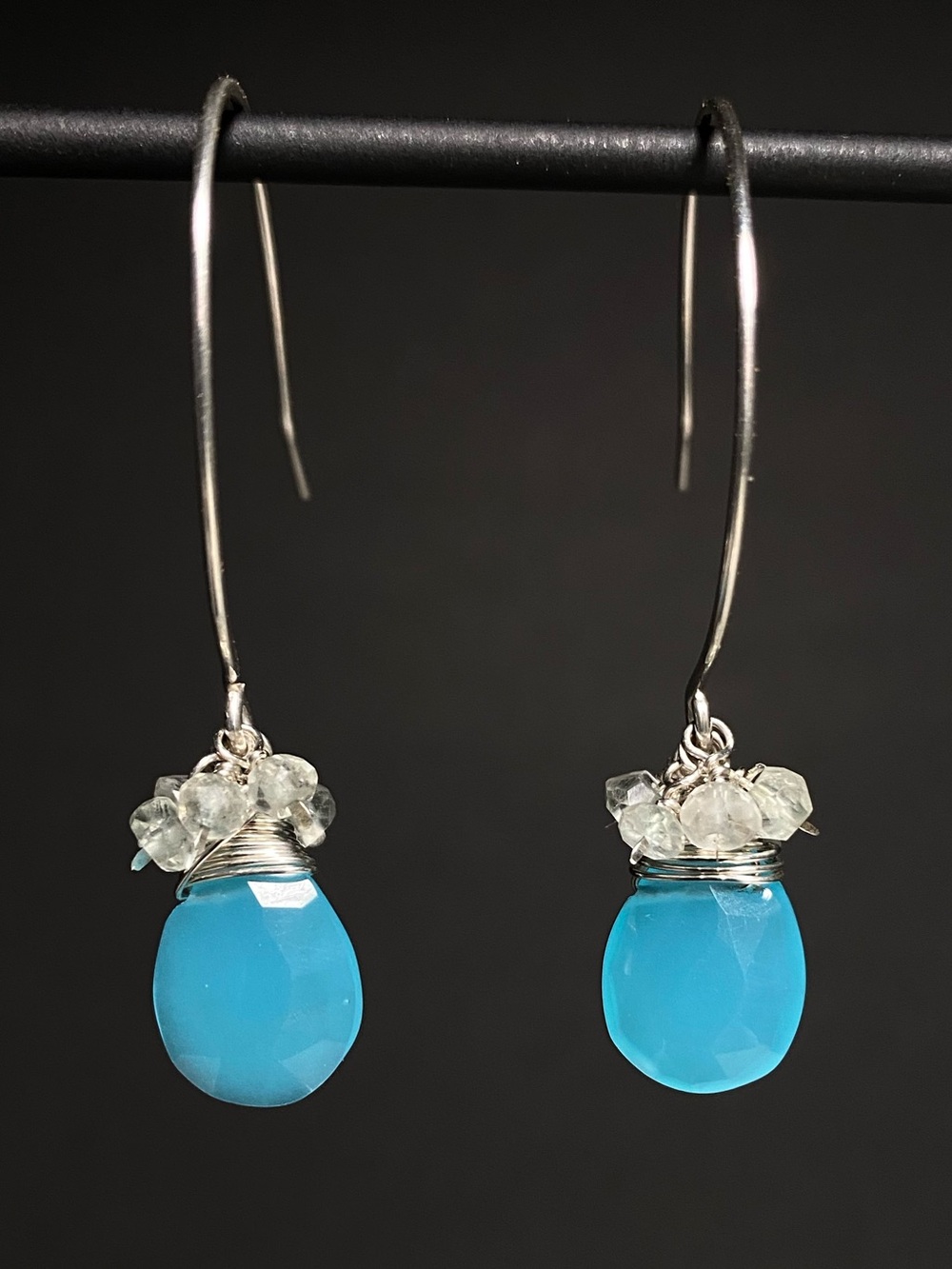 Sterling Silver Blue Chalcedony Drop Earrings